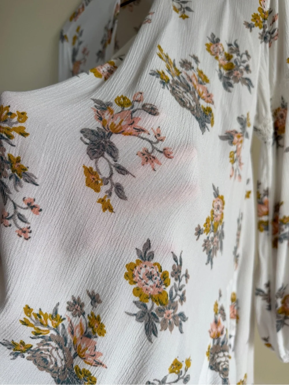 Free People Floral Swing Tunic Dress XS Boho Peasant Mini High Low Keyhole